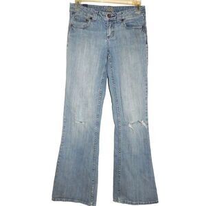 VANITY women's junior's 25x31 vintage light wash flare cotton jeans
